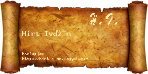 Hirt Iván névjegykártya