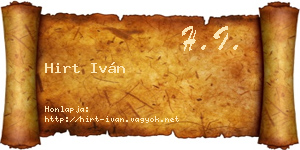 Hirt Iván névjegykártya